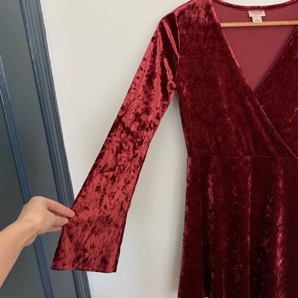 Sz Small | Velvet Red Dress | Mini | Bell sleeves